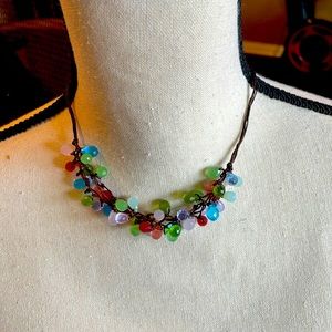 Glass and Leather Necklace